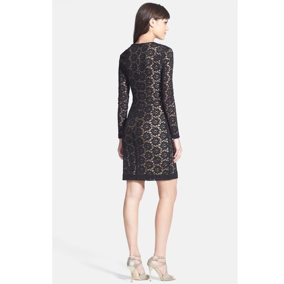 NEW $420 Nicole Miller Black Stretch‎ Lace Body-Con Dress [ SZ 6 ] - Picture 4 of 4